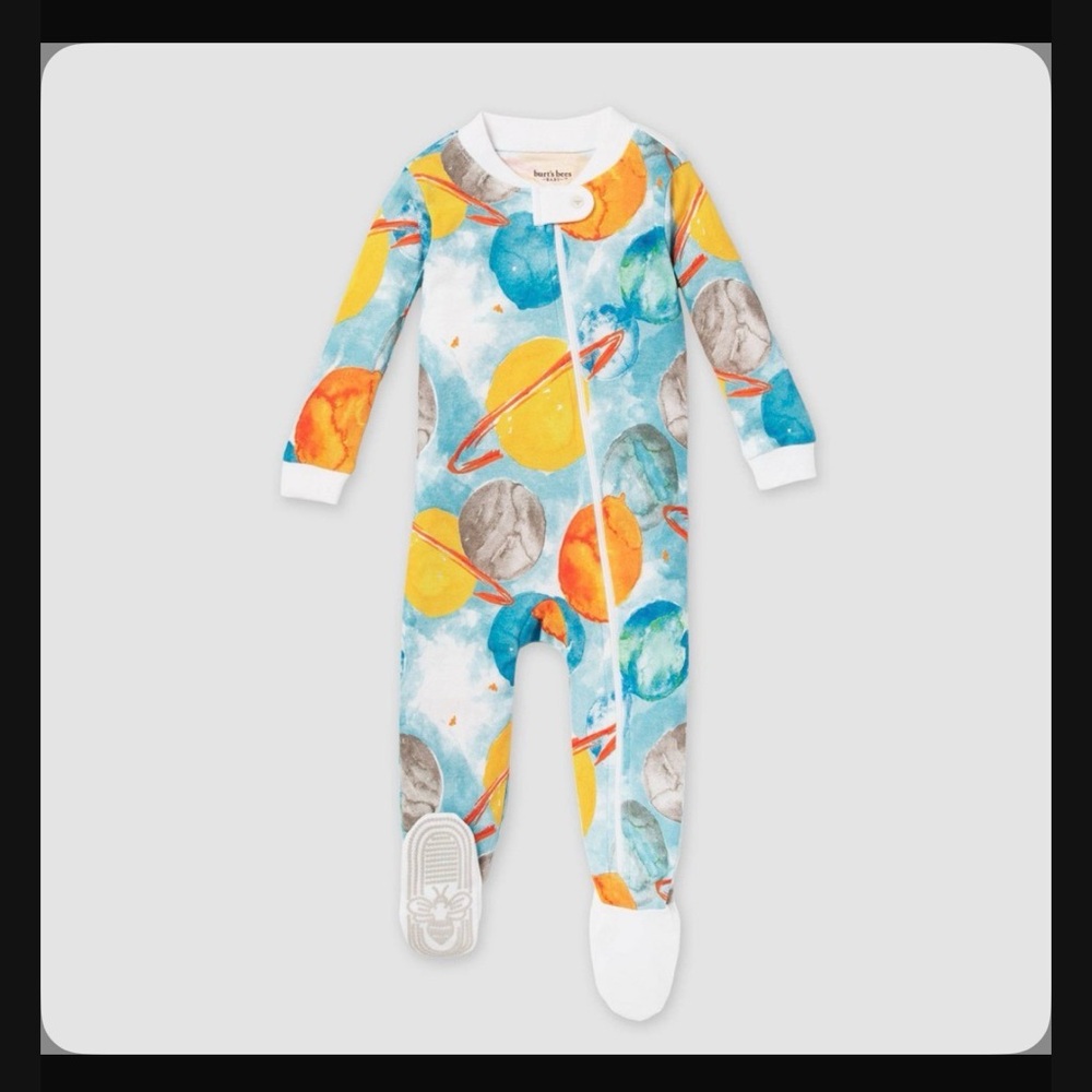 12M or 18M Burt's Bees Baby® Outerspace Snug Fit Footed Pajama - Aqua Blue